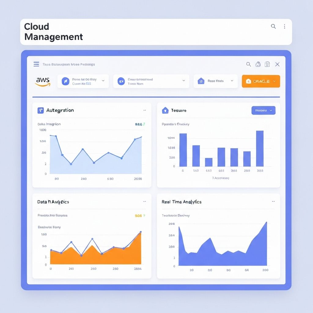 Dashboard de gestión AWS y Oracle Cloud con métricas en tiempo real
